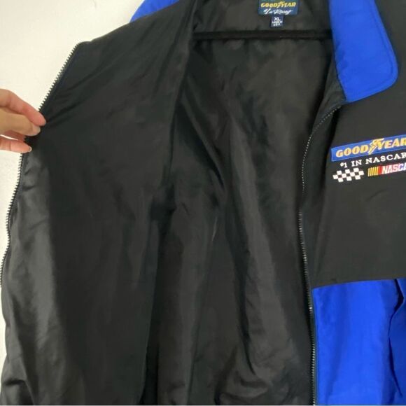 Y2K Licensed Goodyear NASCAR Racing Windbreaker Nylon Jacket Embroidered Logo XL - Picture 7 of 14